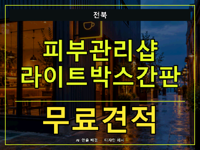 전북 피부관리샵 라이트박스간판 무료견적 안내 썸네일 · AI 연출 배경