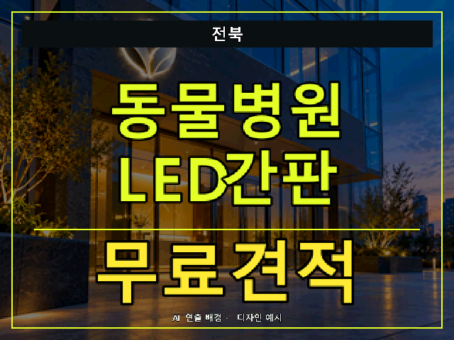 전북 동물병원 LED간판 무료견적 안내 썸네일 · AI 연출 배경