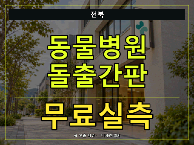 전북 동물병원 돌출간판 무료실측 안내 썸네일 · AI 연출 배경