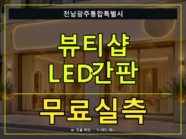 전남광주통합특별시 뷰티샵 LED간판 무료실측 안내 썸네일 · AI 연출 배경