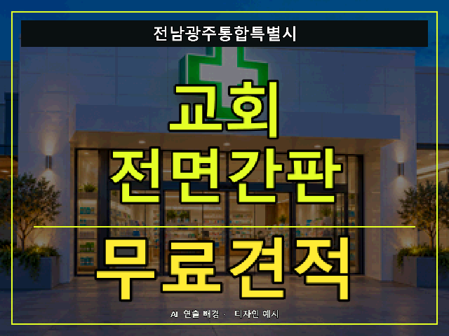 전남광주통합특별시 교회 전면간판 무료견적 안내 썸네일 · AI 연출 배경