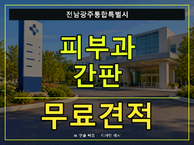 전남광주통합특별시 피부과 간판 무료견적 안내 썸네일 · AI 연출 배경