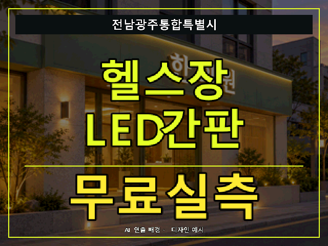 전남광주통합특별시 헬스장 LED간판 무료실측 안내 썸네일 · AI 연출 배경