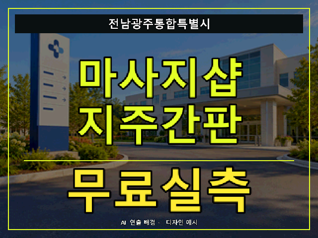 전남광주통합특별시 마사지샵 지주간판 무료실측 안내 썸네일 · AI 연출 배경