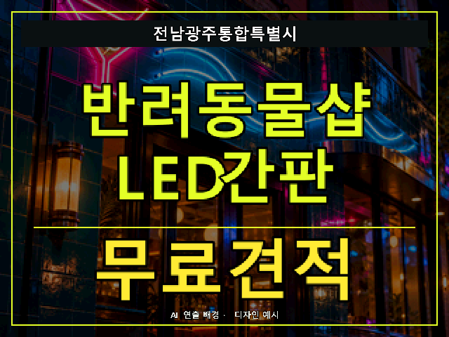 전남광주통합특별시 반려동물샵 LED간판 무료견적 안내 썸네일 · AI 연출 배경