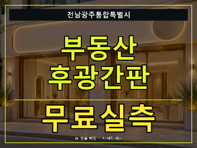 전남광주통합특별시 부동산 후광간판 무료실측 안내 썸네일 · AI 연출 배경