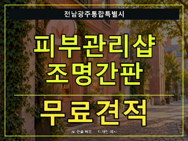 전남광주통합특별시 피부관리샵 조명간판 무료견적 안내 썸네일 · AI 연출 배경