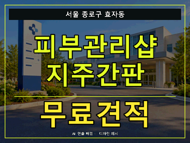 서울 종로구 효자동 피부관리샵 지주간판 무료견적 안내 썸네일 · AI 연출 배경