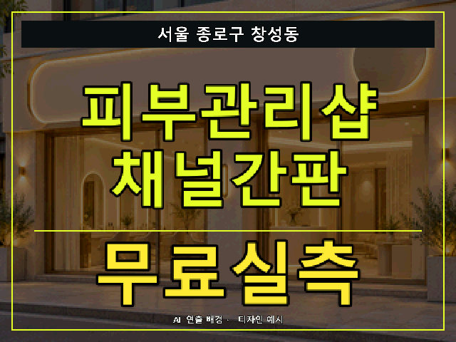 서울 종로구 창성동 피부관리샵 채널간판 무료실측 안내 썸네일 · AI 연출 배경