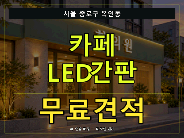 서울 종로구 옥인동 카페 LED간판 무료견적 안내 썸네일 · AI 연출 배경