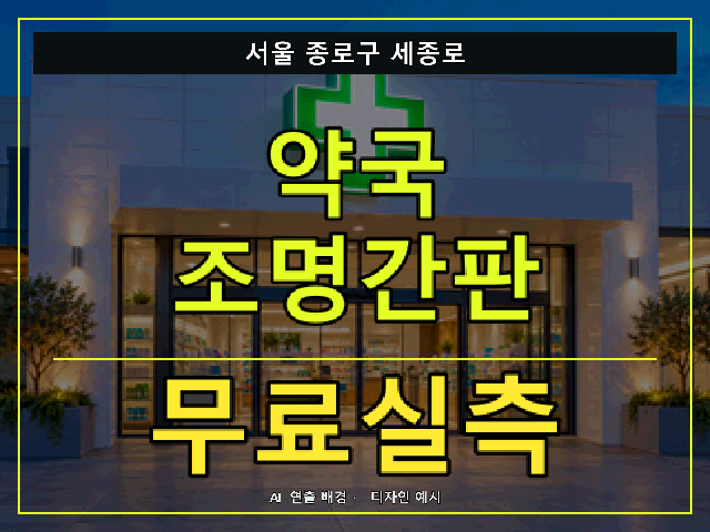서울 종로구 세종로 약국 조명간판 무료실측 안내 썸네일 · AI 연출 배경