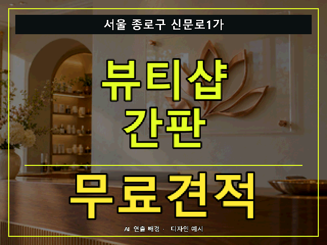 서울 종로구 신문로1가 뷰티샵 간판 무료견적 안내 썸네일 · AI 연출 배경