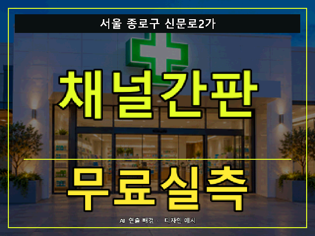 서울 종로구 신문로2가 채널간판 무료실측 안내 썸네일 · AI 연출 배경