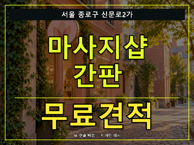 서울 종로구 신문로2가 마사지샵 간판 무료견적 안내 썸네일 · AI 연출 배경