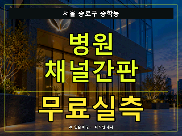 서울 종로구 중학동 병원 채널간판 무료실측 안내 썸네일 · AI 연출 배경