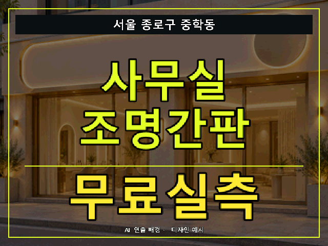 서울 종로구 중학동 사무실 조명간판 무료실측 안내 썸네일 · AI 연출 배경