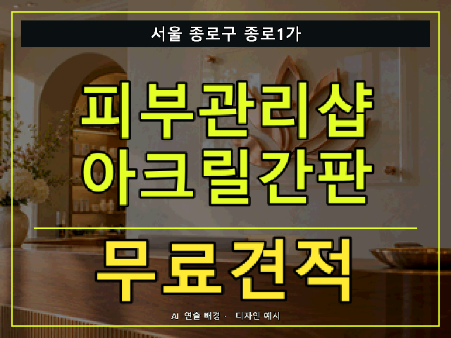 서울 종로구 종로1가 피부관리샵 아크릴간판 무료견적 안내 썸네일 · AI 연출 배경