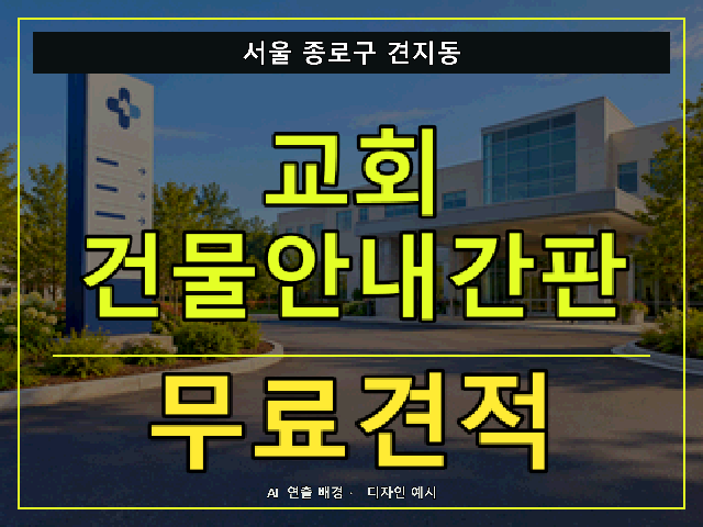 서울 종로구 견지동 교회 건물안내간판 무료견적 안내 썸네일 · AI 연출 배경