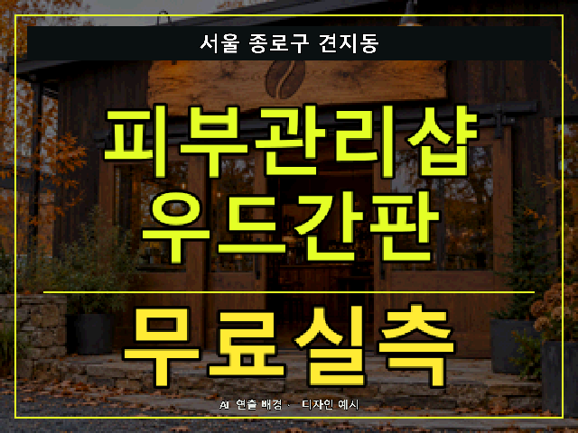 서울 종로구 견지동 피부관리샵 우드간판 무료실측 안내 썸네일 · AI 연출 배경