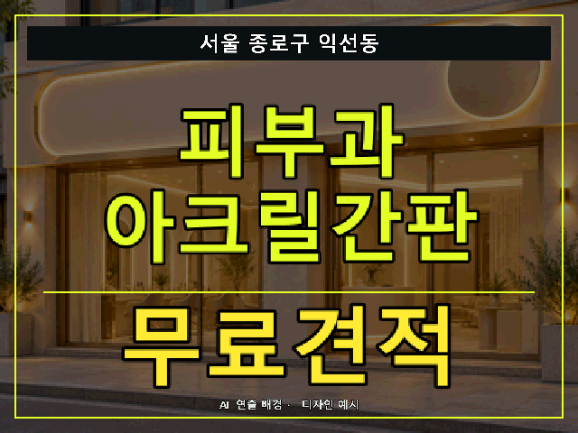 서울 종로구 익선동 피부과 아크릴간판 무료견적 안내 썸네일 · AI 연출 배경