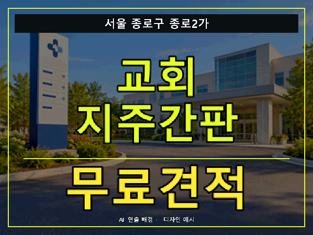 서울 종로구 종로2가 교회 지주간판 무료견적 안내 썸네일 · AI 연출 배경