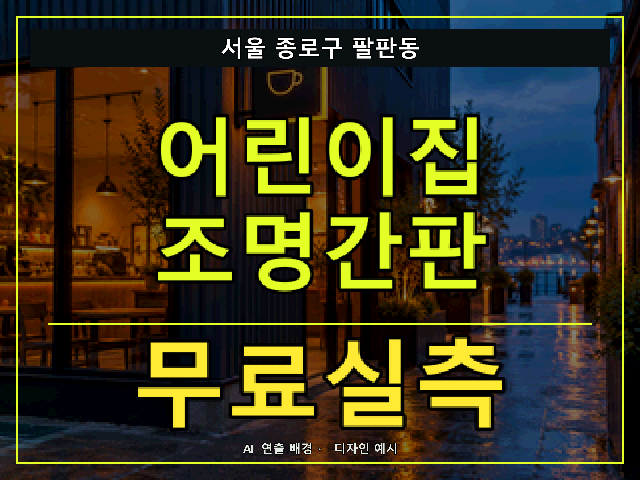 서울 종로구 팔판동 어린이집 조명간판 무료실측 안내 썸네일 · AI 연출 배경