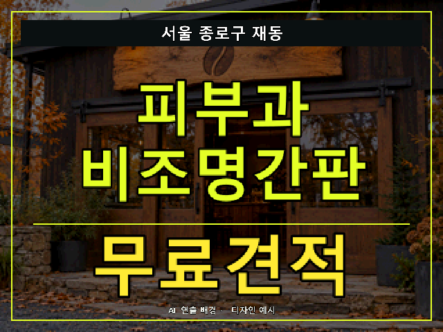 서울 종로구 재동 피부과 비조명간판 무료견적 안내 썸네일 · AI 연출 배경