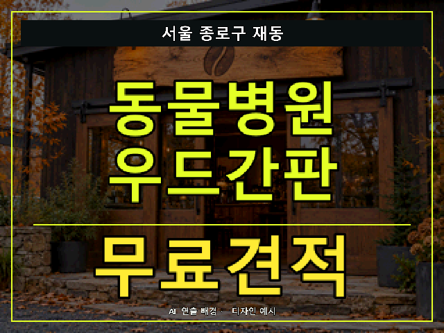 서울 종로구 재동 동물병원 우드간판 무료견적 안내 썸네일 · AI 연출 배경