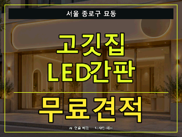 서울 종로구 묘동 고깃집 LED간판 무료견적 안내 썸네일 · AI 연출 배경