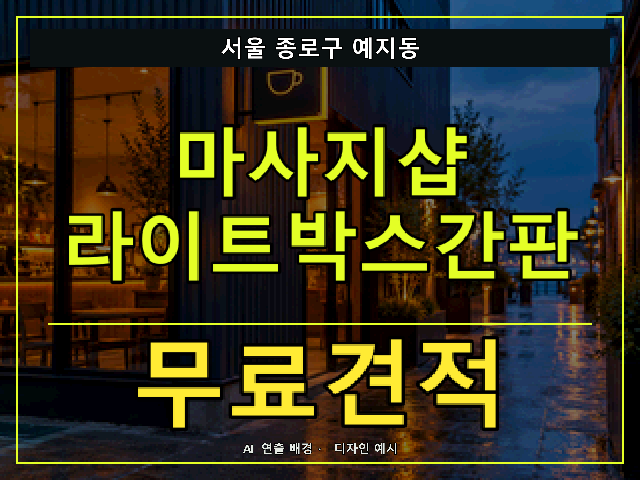 서울 종로구 예지동 마사지샵 라이트박스간판 무료견적 안내 썸네일 · AI 연출 배경