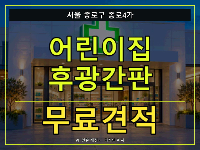 서울 종로구 종로4가 어린이집 후광간판 무료견적 안내 썸네일 · AI 연출 배경