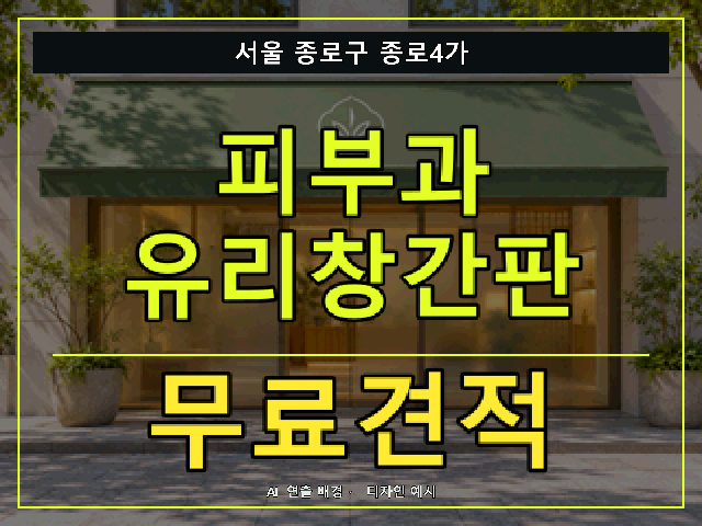 서울 종로구 종로4가 피부과 유리창간판 무료견적 안내 썸네일 · AI 연출 배경