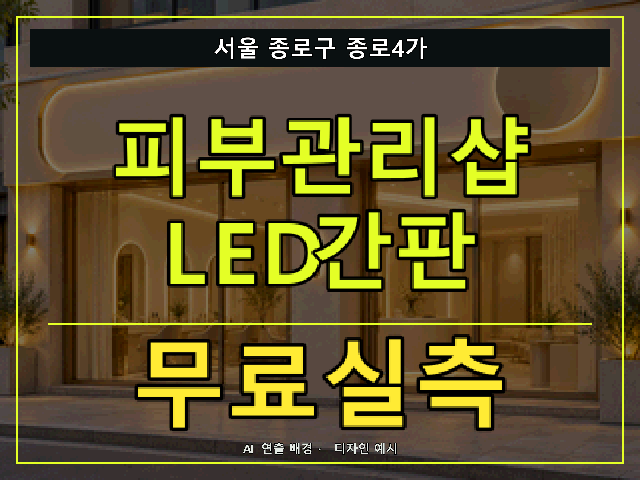 서울 종로구 종로4가 피부관리샵 LED간판 무료실측 안내 썸네일 · AI 연출 배경