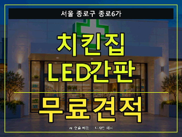 서울 종로구 종로6가 치킨집 LED간판 무료견적 안내 썸네일 · AI 연출 배경