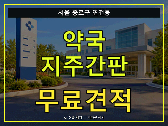 서울 종로구 연건동 약국 지주간판 무료견적 안내 썸네일 · AI 연출 배경