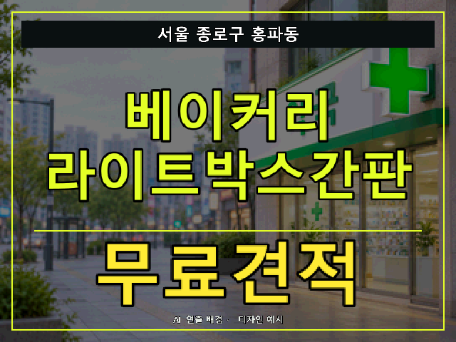 서울 종로구 홍파동 베이커리 라이트박스간판 무료견적 안내 썸네일 · AI 연출 배경