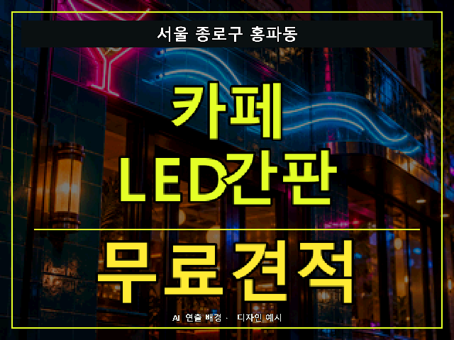 서울 종로구 홍파동 카페 LED간판 무료견적 안내 썸네일 · AI 연출 배경