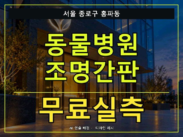 서울 종로구 홍파동 동물병원 조명간판 무료실측 안내 썸네일 · AI 연출 배경