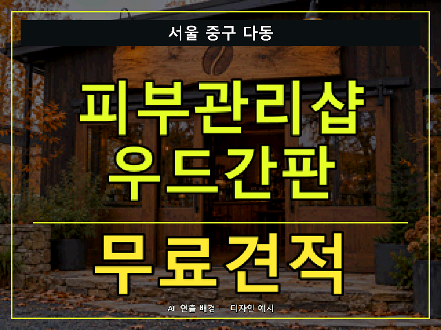 서울 중구 다동 피부관리샵 우드간판 무료견적 안내 썸네일 · AI 연출 배경