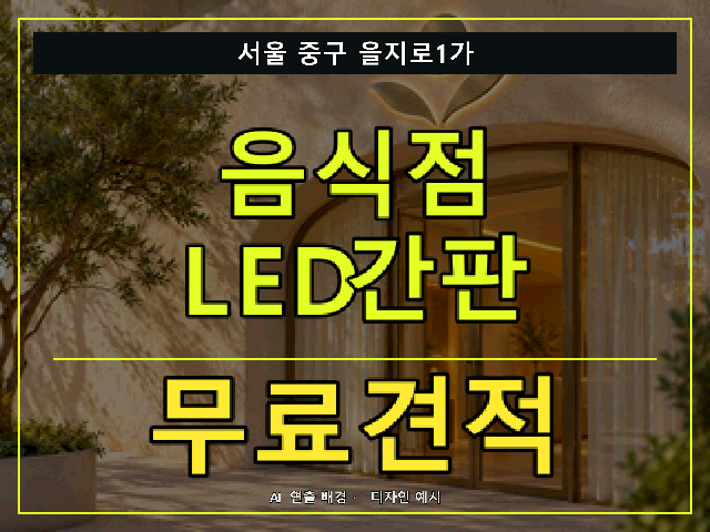서울 중구 을지로1가 음식점 LED간판 무료견적 안내 썸네일 · AI 연출 배경