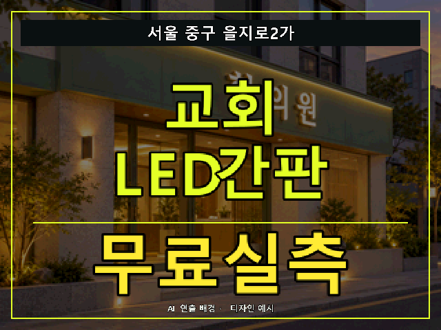 서울 중구 을지로2가 교회 LED간판 무료실측 안내 썸네일 · AI 연출 배경