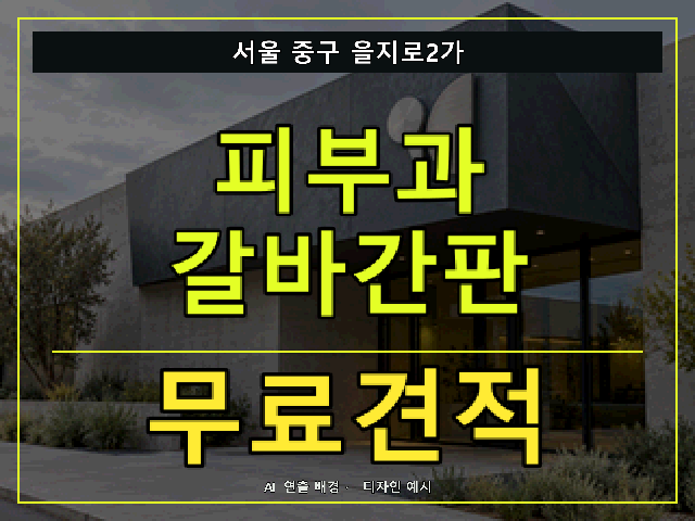 서울 중구 을지로2가 피부과 갈바간판 무료견적 안내 썸네일 · AI 연출 배경