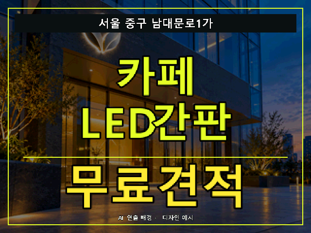 서울 중구 남대문로1가 카페 LED간판 무료견적 안내 썸네일 · AI 연출 배경