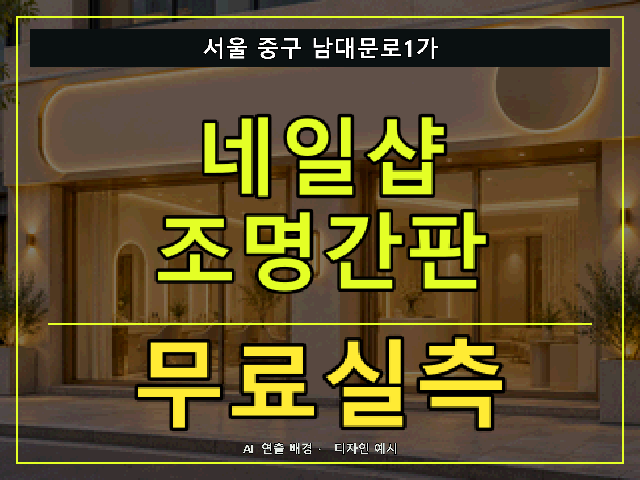 서울 중구 남대문로1가 네일샵 조명간판 무료실측 안내 썸네일 · AI 연출 배경