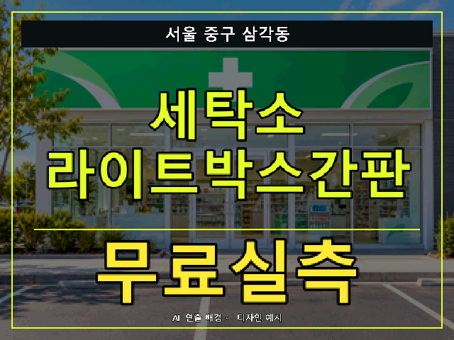 서울 중구 삼각동 세탁소 라이트박스간판 무료실측 안내 썸네일 · AI 연출 배경