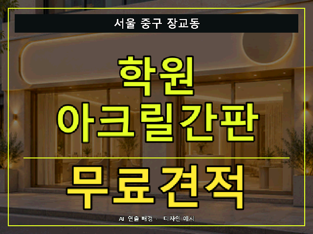 서울 중구 장교동 학원 아크릴간판 무료견적 안내 썸네일 · AI 연출 배경