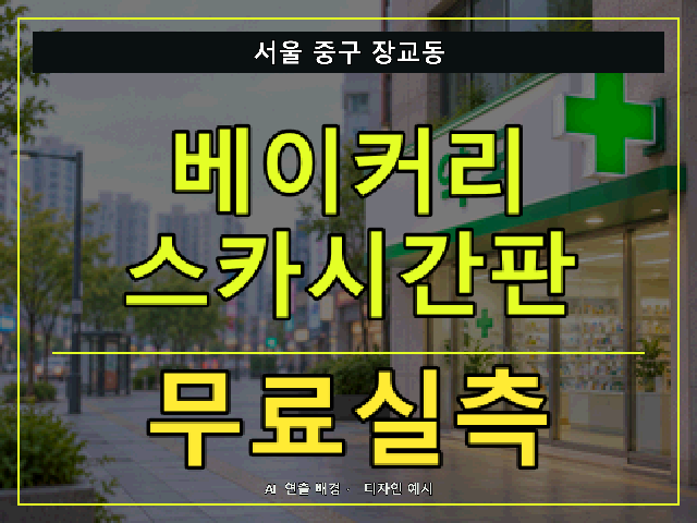 서울 중구 장교동 베이커리 스카시간판 무료실측 안내 썸네일 · AI 연출 배경