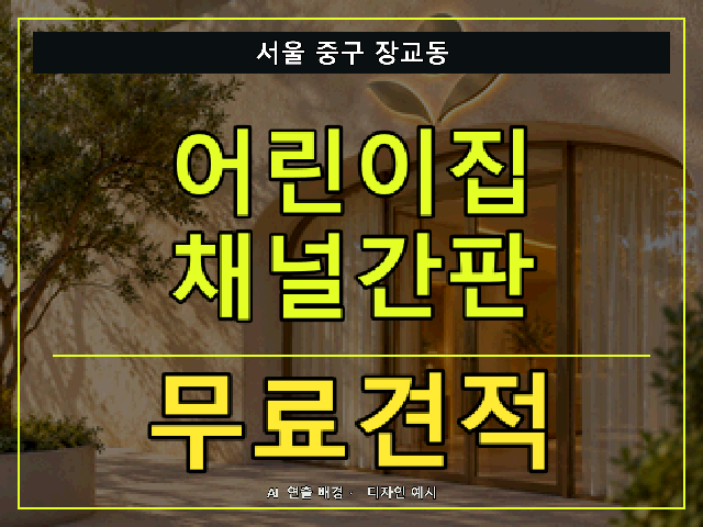 서울 중구 장교동 어린이집 채널간판 무료견적 안내 썸네일 · AI 연출 배경
