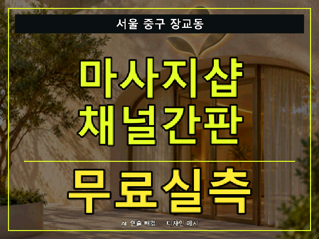서울 중구 장교동 마사지샵 채널간판 무료실측 안내 썸네일 · AI 연출 배경