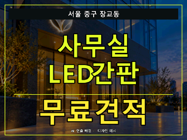 서울 중구 장교동 사무실 LED간판 무료견적 안내 썸네일 · AI 연출 배경